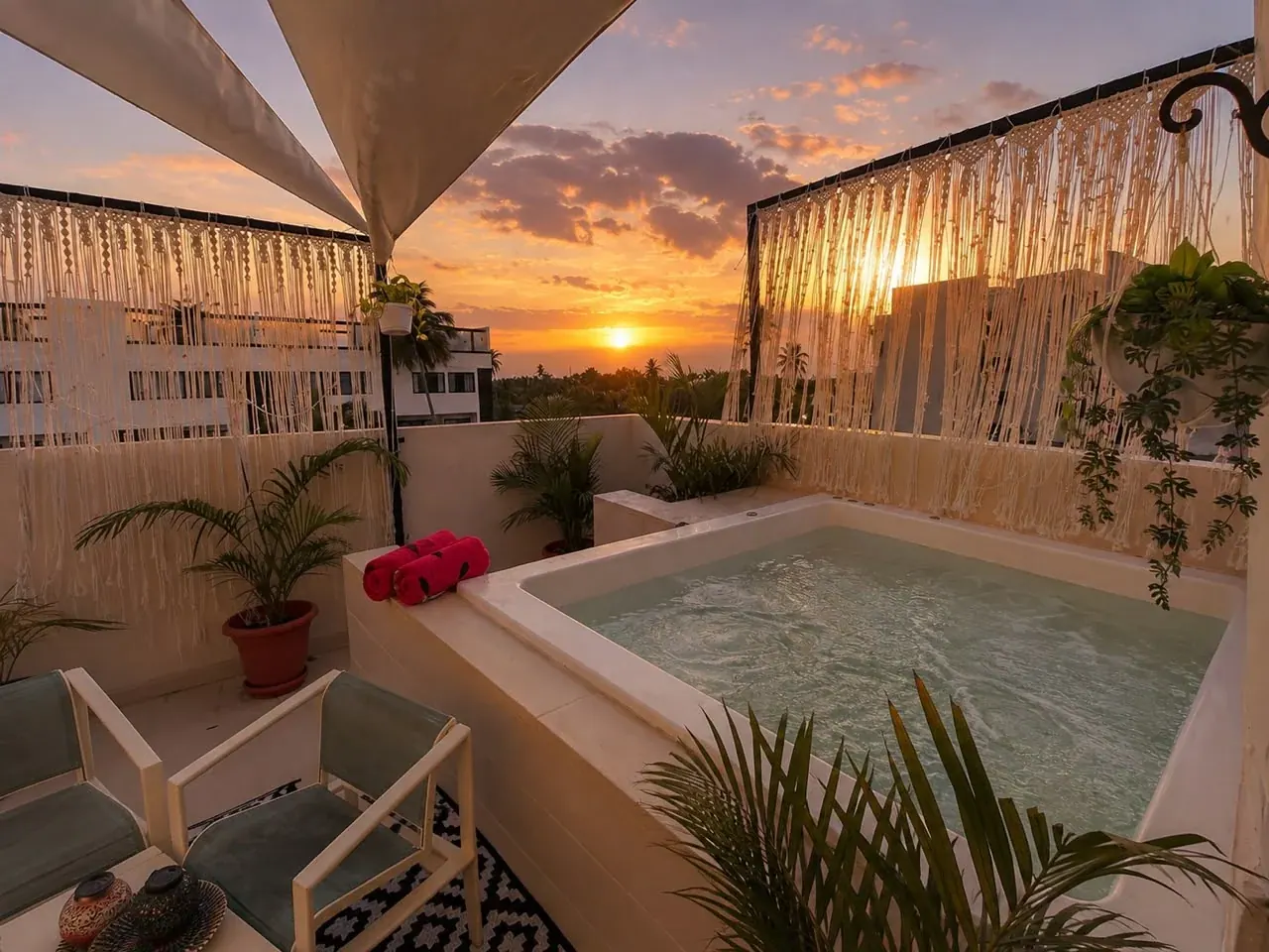 Jacuzzi al atardecer de Arena